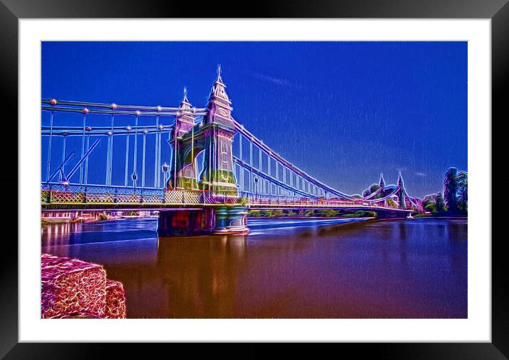 Hammersmith Thames Bridges Framed Mounted Print by David French