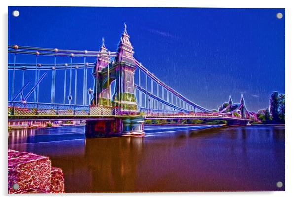 Hammersmith Thames Bridges Acrylic by David French