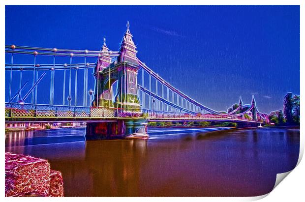 Hammersmith Thames Bridges Print by David French