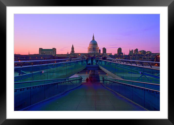 Millenium Thames Bridge St Pauls Framed Mounted Print by David French