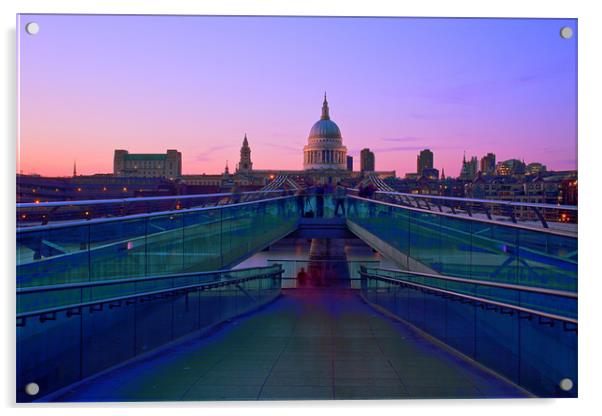 Millenium Thames Bridge St Pauls Acrylic by David French