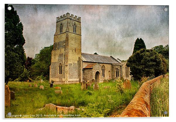 Hunworth Church Acrylic by Julie Coe