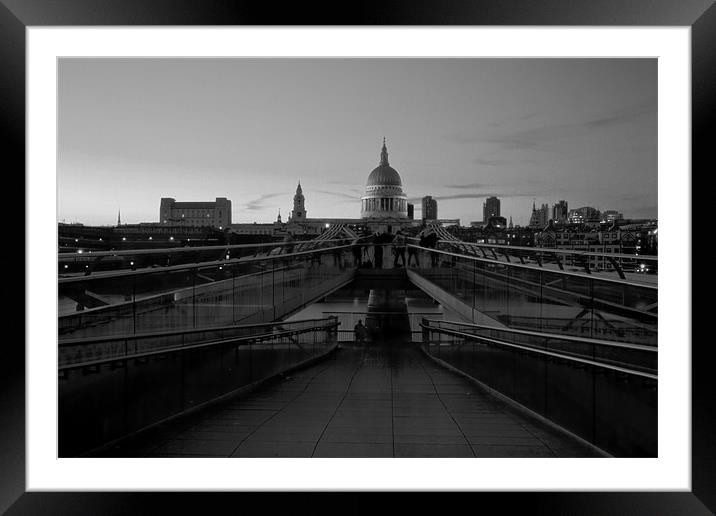 Millenium Thames Bridges BW Framed Mounted Print by David French