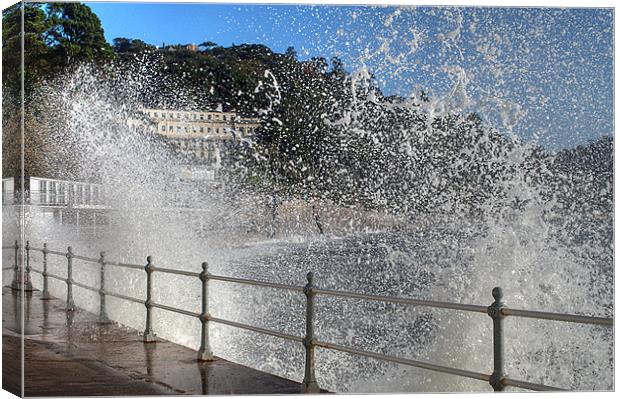 High waves at Meadfoot Beach, Torquay Canvas Print by Rosie Spooner