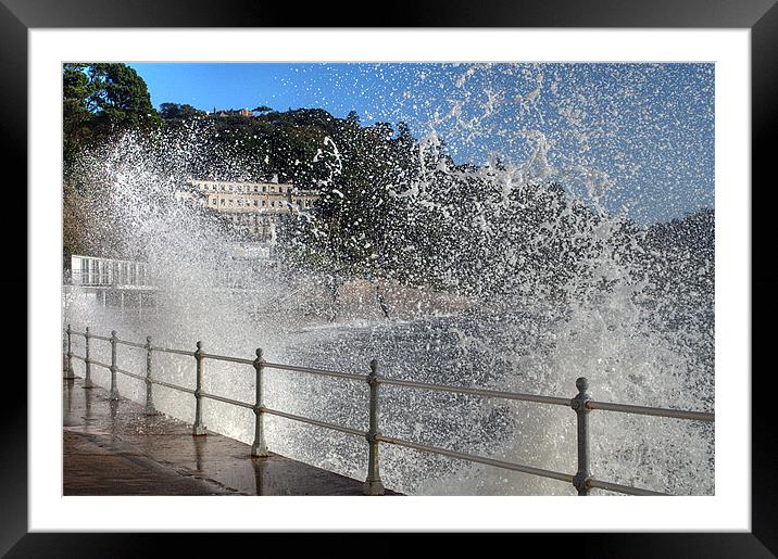 High waves at Meadfoot Beach, Torquay Framed Mounted Print by Rosie Spooner