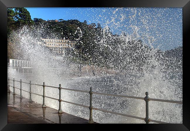 High waves at Meadfoot Beach, Torquay Framed Print by Rosie Spooner