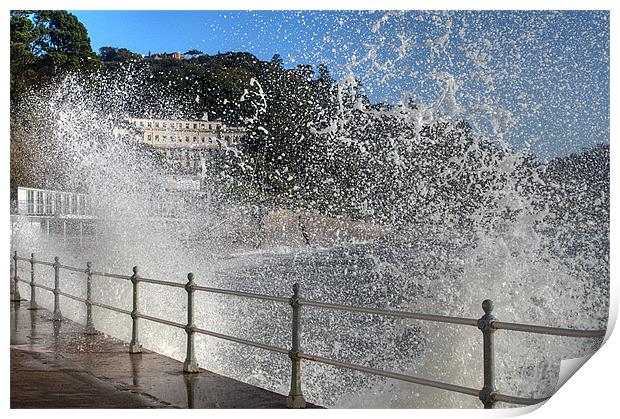 High waves at Meadfoot Beach, Torquay Print by Rosie Spooner