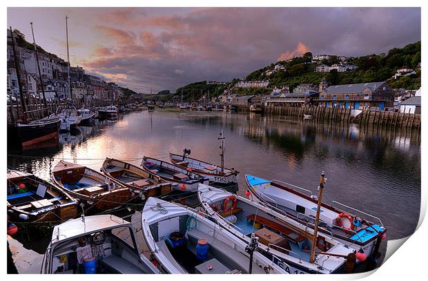 Sunset on the Looe River Print by Rosie Spooner