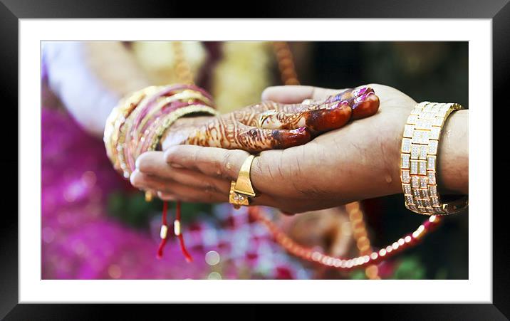 Great Hindu Wedding Ritual Hand on Hand Framed Mounted Print by Arfabita  