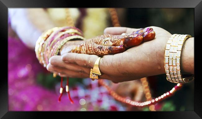 Great Hindu Wedding Ritual Hand on Hand Framed Print by Arfabita  