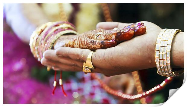 Great Hindu Wedding Ritual Hand on Hand Print by Arfabita  
