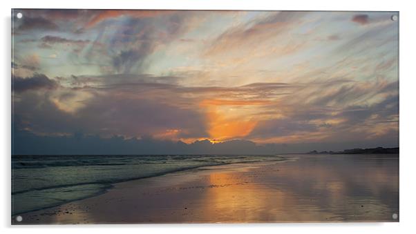 Sunset on a deserted beach Acrylic by Ian Jones
