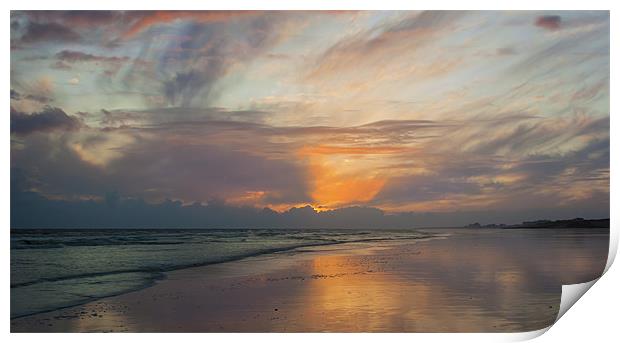 Sunset on a deserted beach Print by Ian Jones