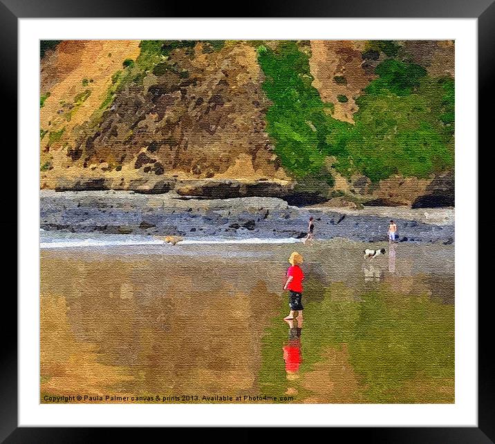 Cliff reflections in texture Framed Mounted Print by Paula Palmer canvas