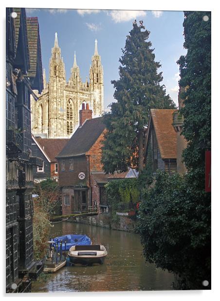 Canterbury Cathedral Scene Acrylic by Reg Dobson