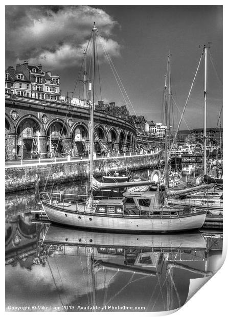 Ramsgate Harbour in mono Print by Thanet Photos