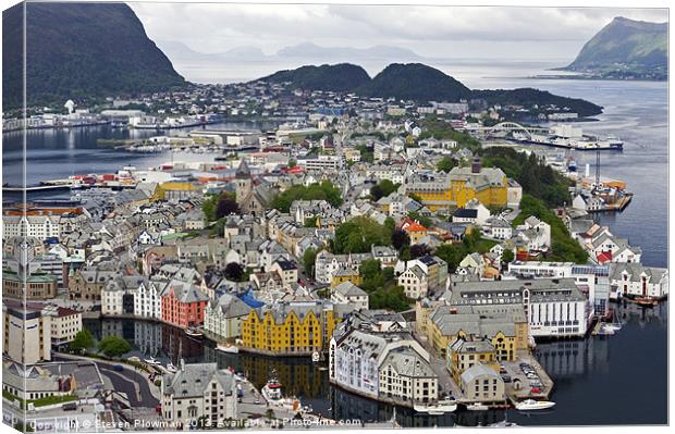 Alesund from high up Canvas Print by Steven Plowman