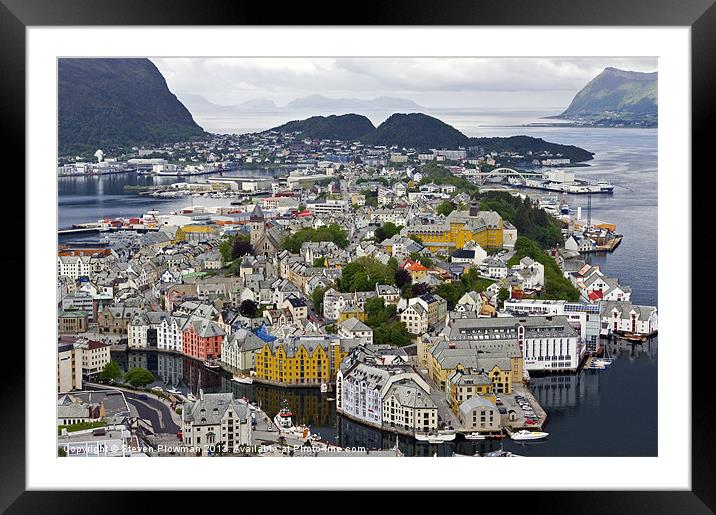 Alesund from high up Framed Mounted Print by Steven Plowman