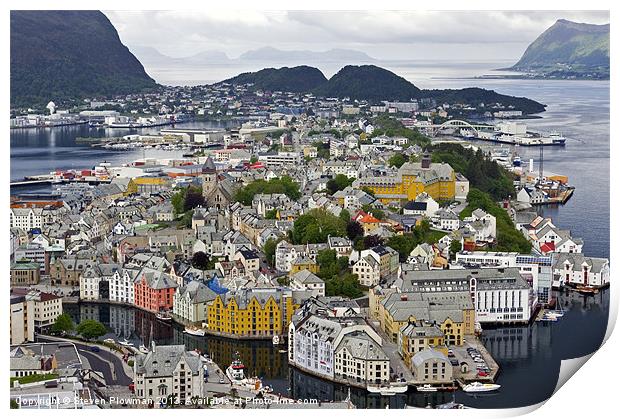 Alesund from high up Print by Steven Plowman