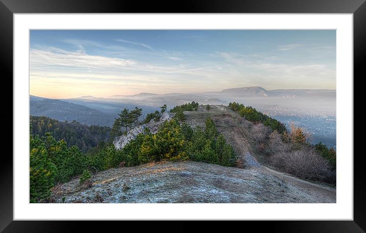 Frosty sunset on the hills Framed Mounted Print by Levente Baroczi