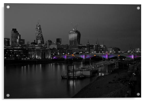 London Thames Bridges BW Acrylic by David French