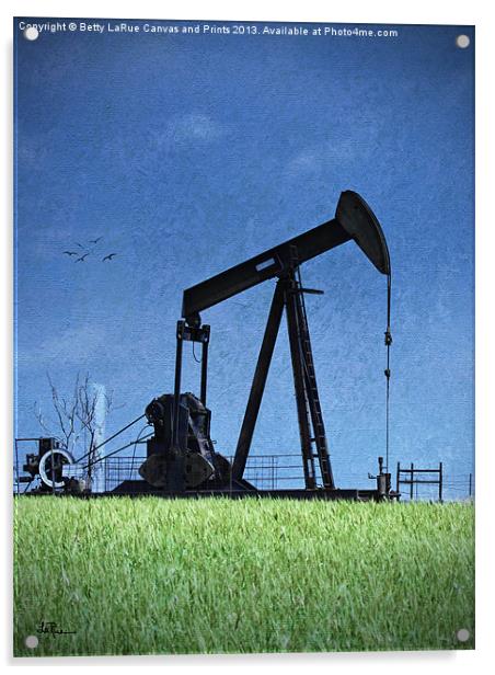 Oil Pump Jack Acrylic by Betty LaRue