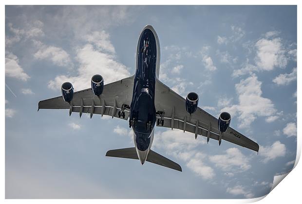 Airbus A380 overhead Print by P H