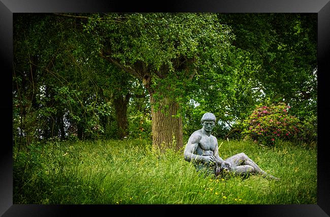 Statue in the Woods at the Manor Framed Print by Ian Johnston  LRPS