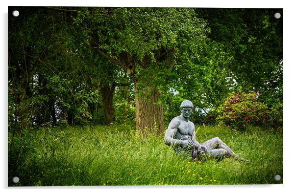 Statue in the Woods at the Manor Acrylic by Ian Johnston  LRPS