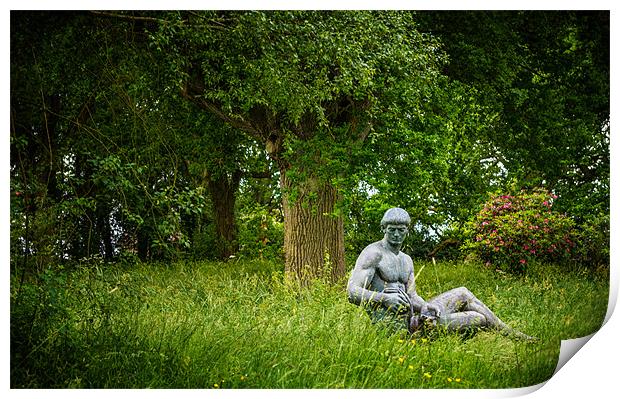 Statue in the Woods at the Manor Print by Ian Johnston  LRPS