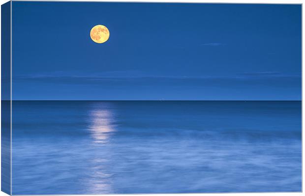 Super Moon iver the Sea Canvas Print by Jennie Franklin