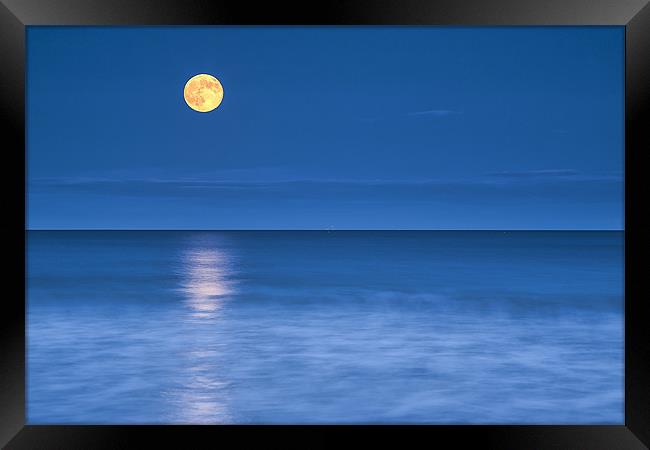 Super Moon iver the Sea Framed Print by Jennie Franklin