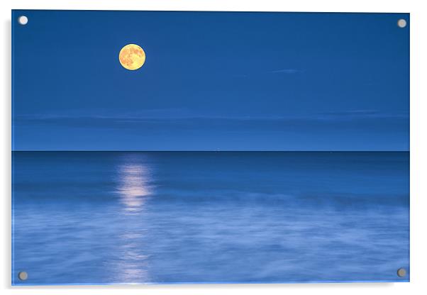 Super Moon iver the Sea Acrylic by Jennie Franklin