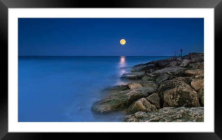 Super Moon on the Rocks Framed Mounted Print by Jennie Franklin