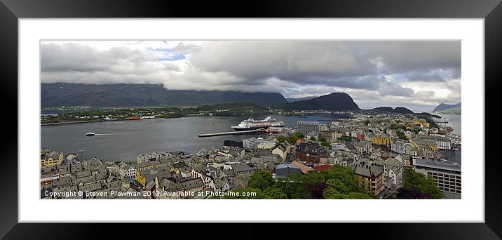 Panoramic Alesund Framed Mounted Print by Steven Plowman