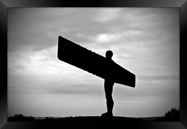 Angel of the North BW Silhouette Framed Print by Chris Chambers