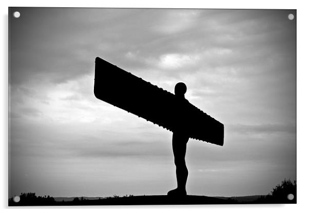 Angel of the North BW Silhouette Acrylic by Chris Chambers