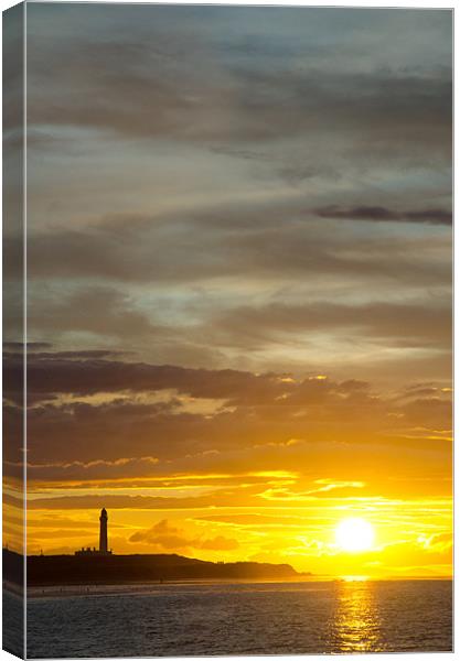Sunset at lossiemouth lighthouse Canvas Print by Lloyd Fudge