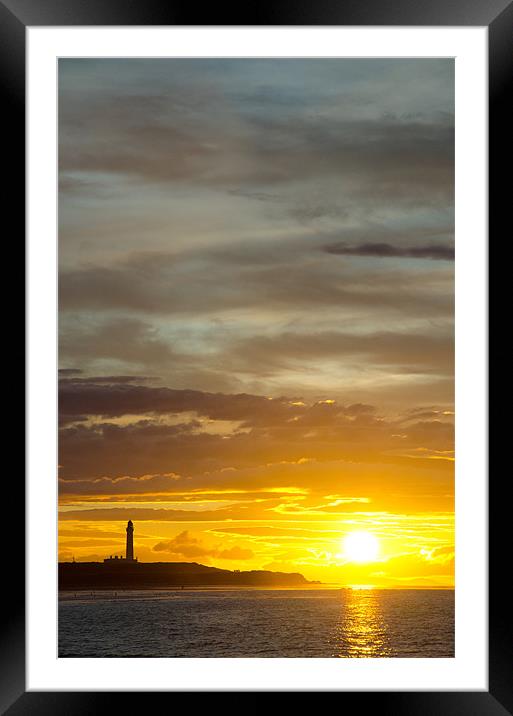 Sunset at lossiemouth lighthouse Framed Mounted Print by Lloyd Fudge