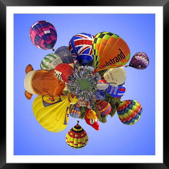 Balloon Fiesta Little Planet Framed Mounted Print by Peter Cope