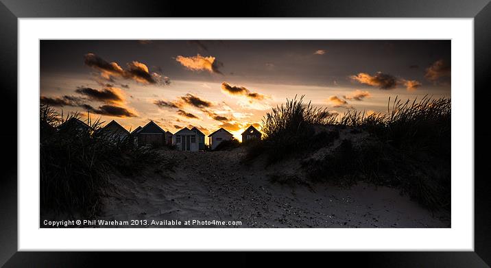 Beach Huts and Sunset Framed Mounted Print by Phil Wareham