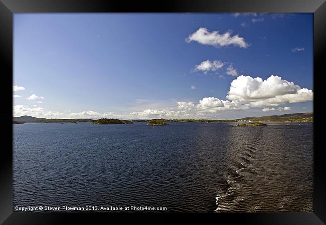 Blue sky white clouds Framed Print by Steven Plowman