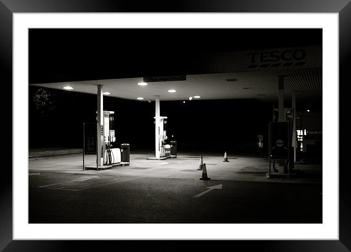 petrol at night Framed Mounted Print by tom crockford