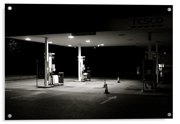 petrol at night Acrylic by tom crockford