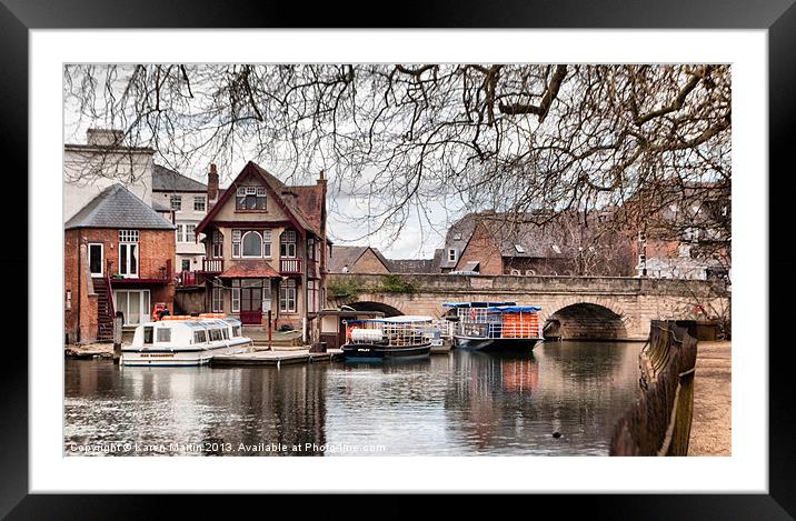 Folly Bridge, Oxford Framed Mounted Print by Karen Martin