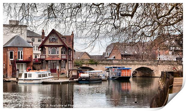 Folly Bridge, Oxford Print by Karen Martin