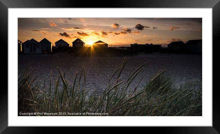 Sunshine and Beach Huts Framed Mounted Print by Phil Wareham