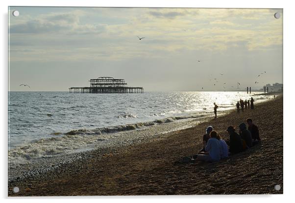 Brighton, West pier on a lazy afternoon Acrylic by Levente Baroczi