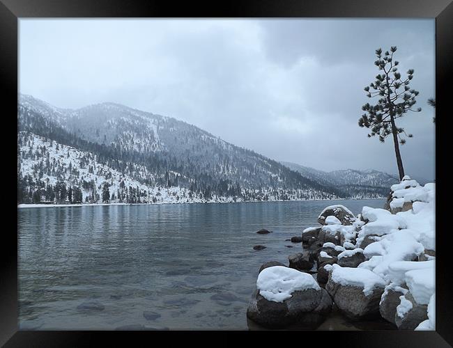 Winter at Lake Tahoe Framed Print by Aramis Hahne
