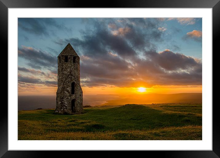 St Catherines Down Isle of Wight Framed Mounted Print by Barry Maytum